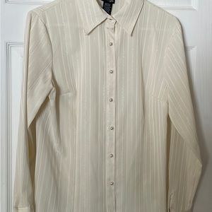 East 5th Cream Long Sleeve Blouse Med